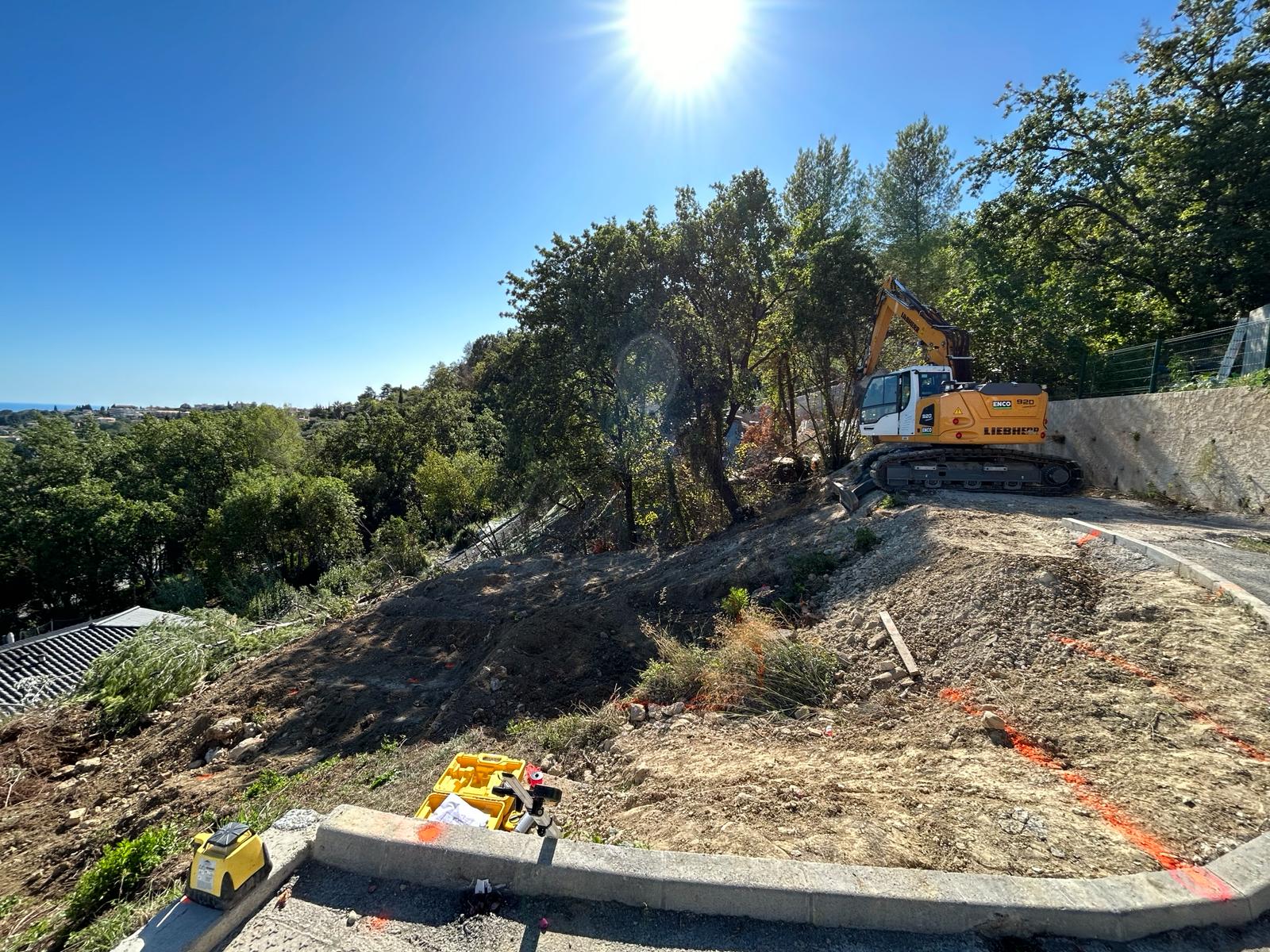 Liebherr sur terrain boisé